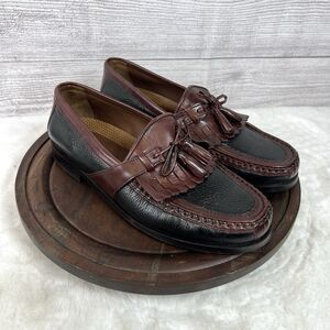 Johnston Murphy Black Cherry Brown Tassel Loafers Slip On Shoes Size 8W